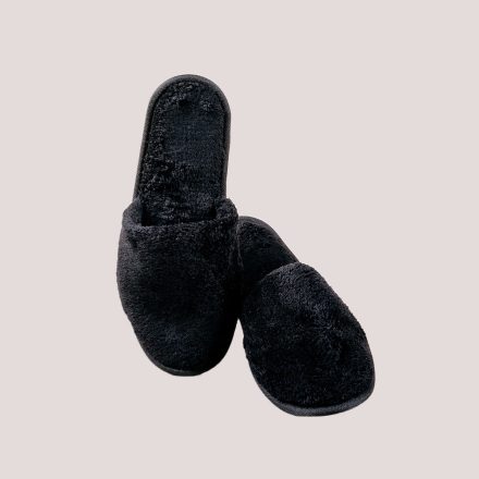 Velúr fekete papucs zárt orrú 40-es/~28cm